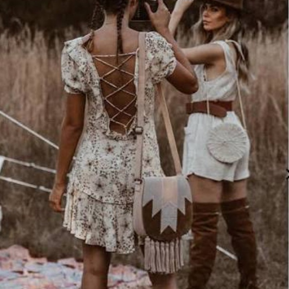 SPELL Celestial Mini Dress in Cream (Pre-Owned) Size Large Rare